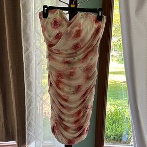 Windsor Pink Floral Ruched Midi Dress